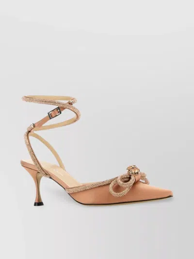 Mach&mach Satin Pumps With Pointed Toe And Embellished Bow