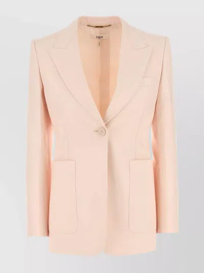 Chloé Wool Blazer With Notched Lapels And Front Flap Pockets
