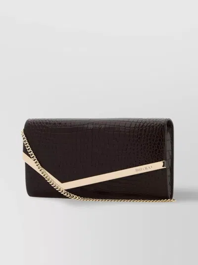 Jimmy Choo Emmie Clutch In Leather Chocolat