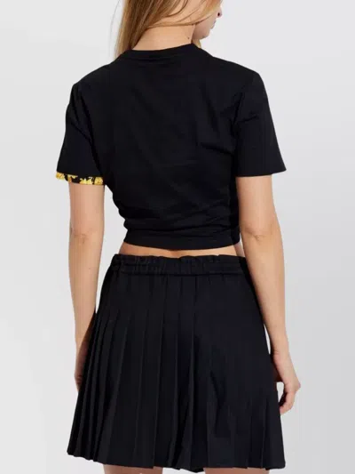 Versace Safety Pin Crop T-shirt With Drawstring Waist In Black