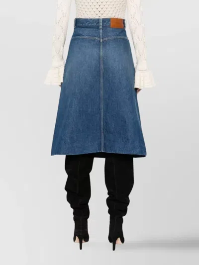 Chloé Denim Knee-length Skirt With Front Box Pleat In Blue