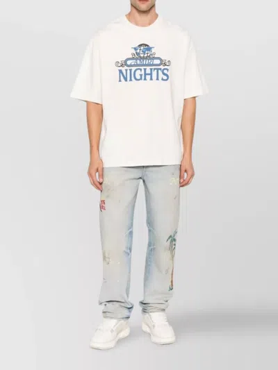 Amiri Night Graphic Print Crewneck T-shirt In White