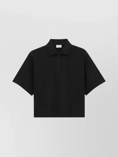 Saint Laurent Cassandre Boxy Polo T-shirt In Black