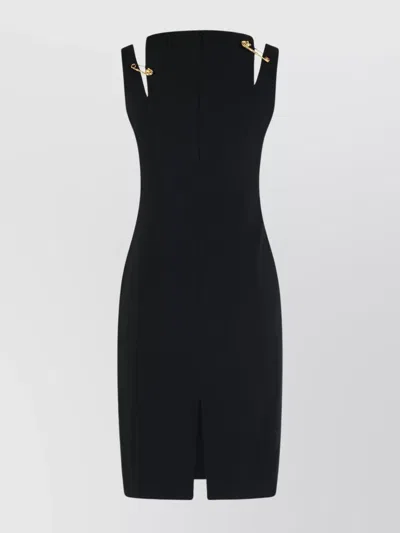 Versace Medusa Safety Pin Cutout Sleeveless Techno Cady Dress In Black