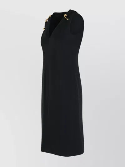 Versace Medusa Safety Pin Cutout Sleeveless Techno Cady Dress In Black