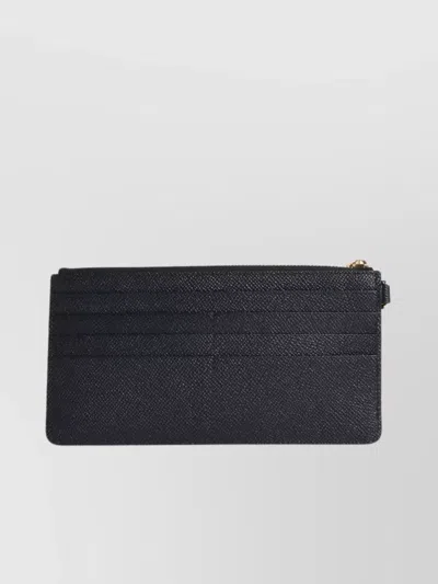 Dolce & Gabbana Leather Cardholder With Textured Finish And Gold-tone Hardware