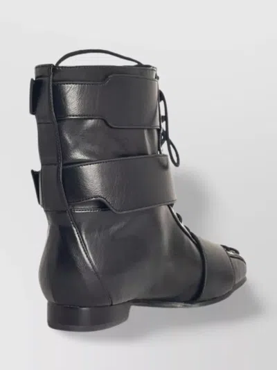 Ganni Ankle Boots With Buckle And Round Toe
