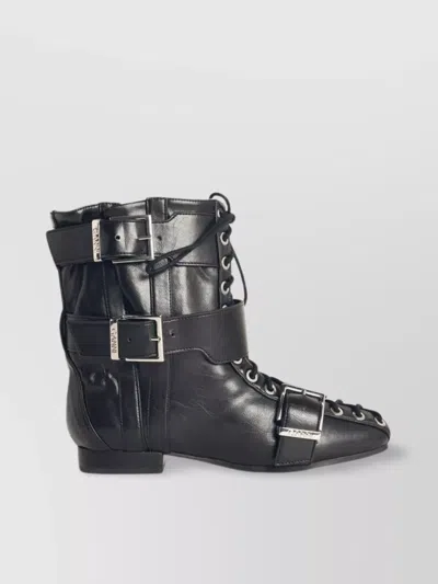 Ganni Ankle Boots With Buckle And Round Toe