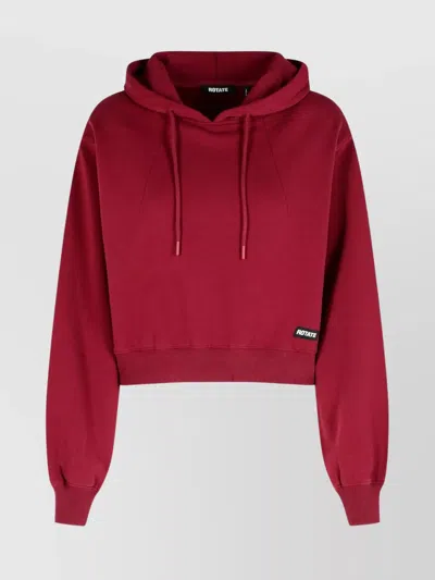 Rotate Birger Christensen Cotton Sweatshirt Hood Ribbed Cuffs