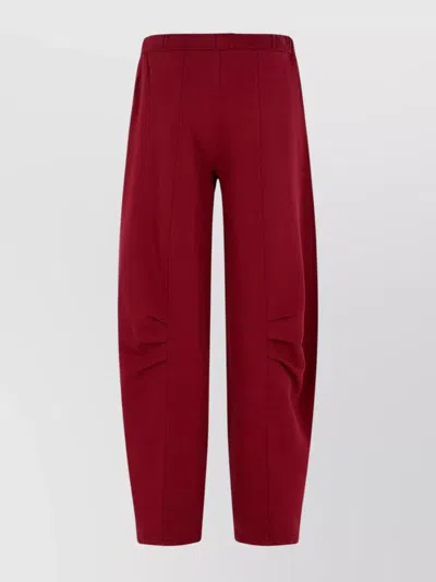 Rotate Birger Christensen Burgundy Cotton Trousers Elastic Waistband In Red