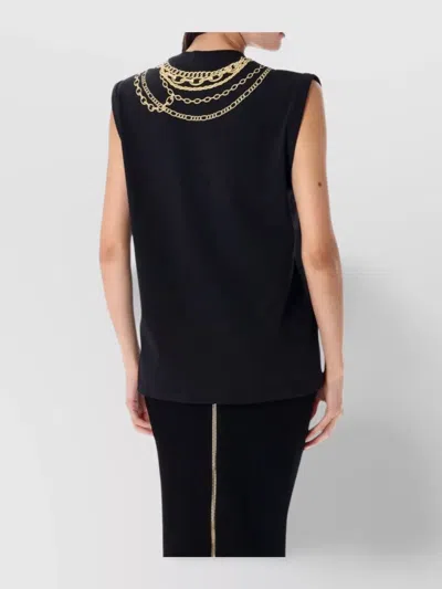 Balmain Chain Print Sleeveless Top In Black