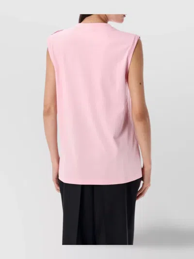 Balmain Logo Button Crew Neck Sleeveless Top In Pink