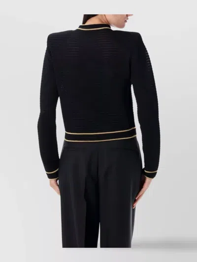 Balmain Ribbed Texture Buttoned Knit Cardigan