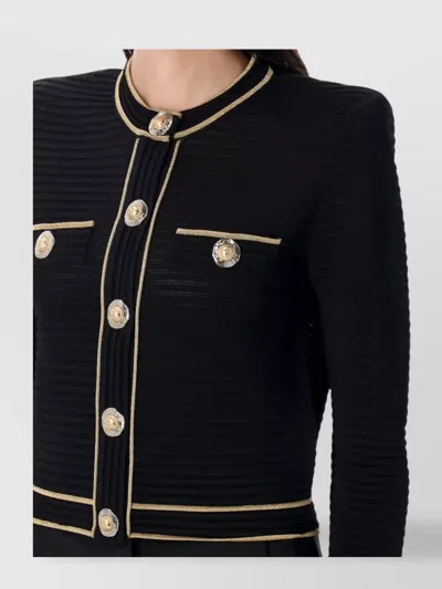 Balmain Ribbed Texture Buttoned Knit Cardigan