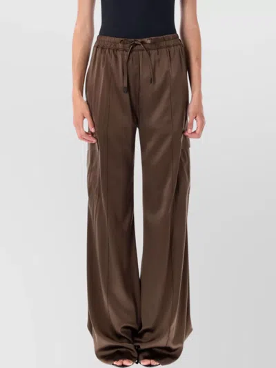 Tom Ford Silk Satin Cargo Pant With Drawstring Waist In Brown