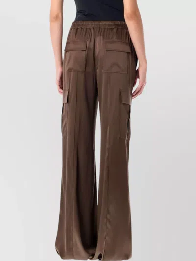 Tom Ford Silk Satin Cargo Pant With Drawstring Waist In Brown