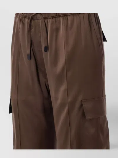 Tom Ford Silk Satin Cargo Pant With Drawstring Waist In Brown