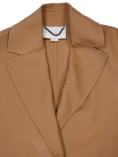 Stella Mccartney Belted Wrap Coat With Notched Lapel In Brown