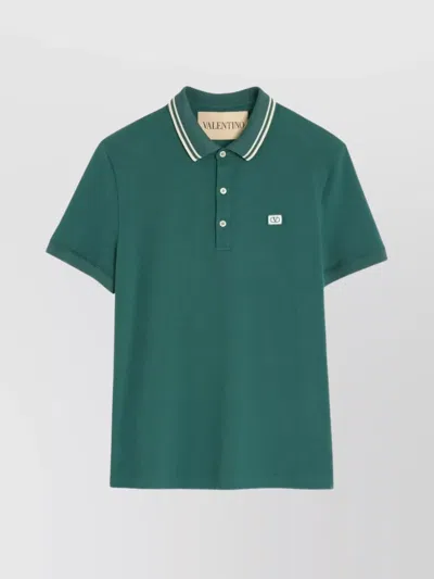 Valentino Polo Jersey Regular Embroidered Dreamatic In Green