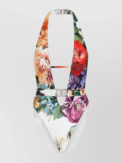 Dolce & Gabbana Flower Pattern One-piece Swimsuit In Multi