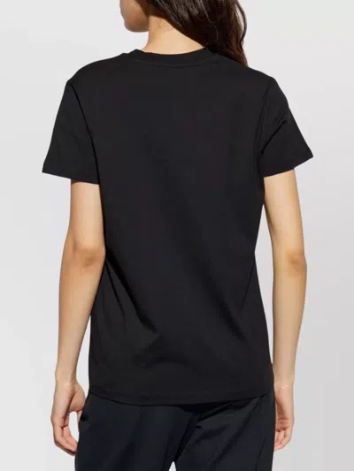 Moncler Biologic Cotton T-shirt With Embroidered Logo In Black