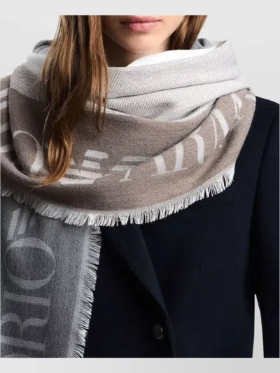 Emporio Armani Logo-jacquard Fringed Scarf In Multi