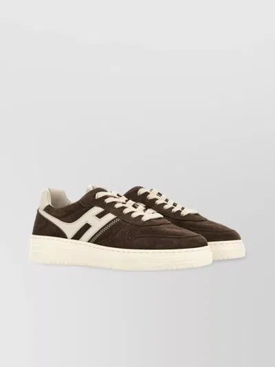 Hogan Leather Sneakers With Suede Finish And Rubber Sole