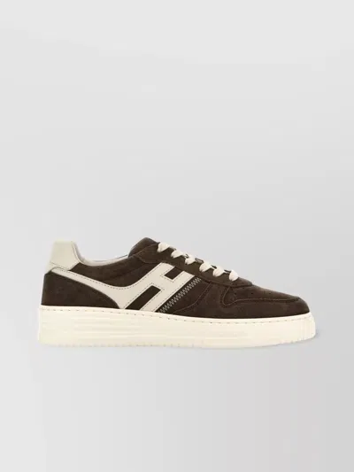 Hogan Leather Sneakers With Suede Finish And Rubber Sole