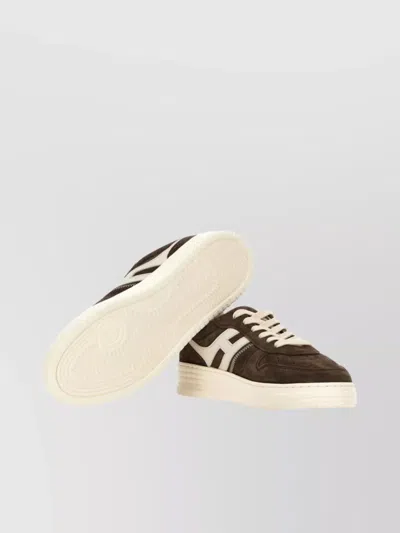 Hogan Leather Sneakers With Suede Finish And Rubber Sole