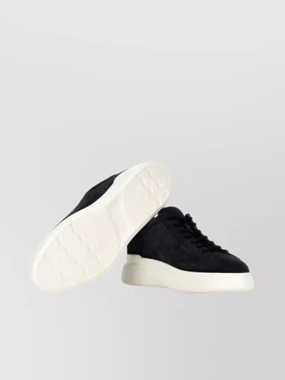 Hogan Black Leather Sneakers With Logo-embellished Side Panels In Black
