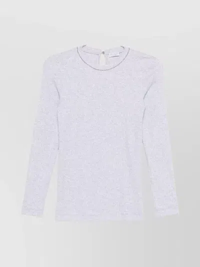 Brunello Cucinelli Crewneck Cotton Sweater With Back Keyhole Detail