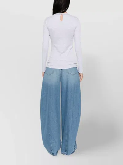 Brunello Cucinelli Crewneck Cotton Sweater With Back Keyhole Detail