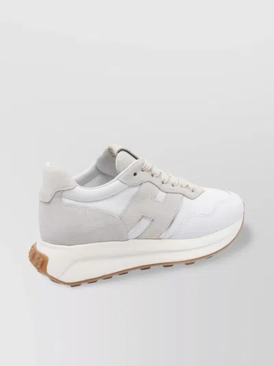 Hogan Round Toe Low Top Sneakers With Suede Accents