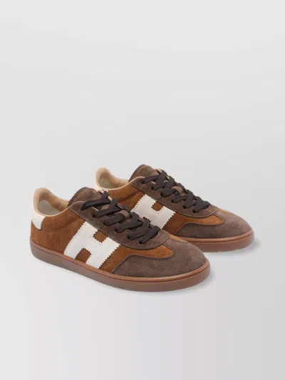 Hogan Low Top Suede Sneakers With Contrast Panel In Multi