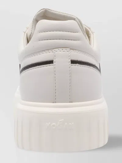 Hogan Low Top Leather Sneakers With Platform Sole In Neutral