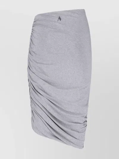 Attico Ruched Knee Length Skirt With Side Gathering In Gray