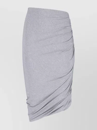 Attico Ruched Knee Length Skirt With Side Gathering In Gray