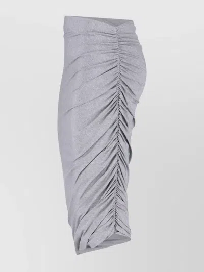 Attico Ruched Knee Length Skirt With Side Gathering In Gray