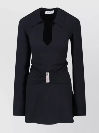 Attico Mini Dress With Deep V-neck In Black