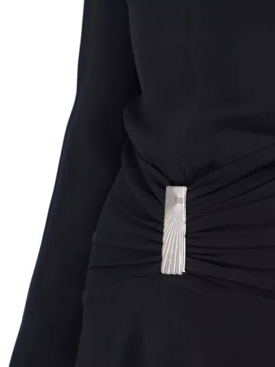 Attico Mini Dress With Deep V-neck In Black
