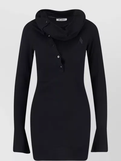 Attico Knee Length Dress Featuring Button Detailing In Black