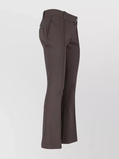 Attico High-waisted Bootcut Trousers With Silver Logo Detail In Gray
