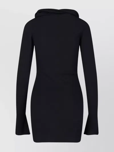 Attico Knee Length Dress Featuring Button Detailing In Black