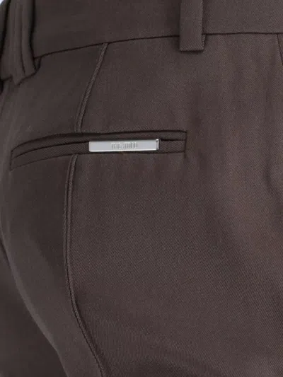 Attico High-waisted Bootcut Trousers With Silver Logo Detail In Gray