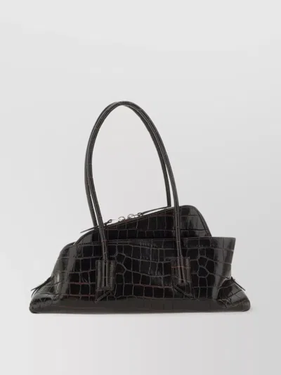 Attico Crocodile Texture Top Handles Shoulder Bag