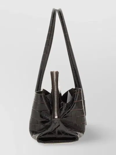 Attico Crocodile Texture Top Handles Shoulder Bag