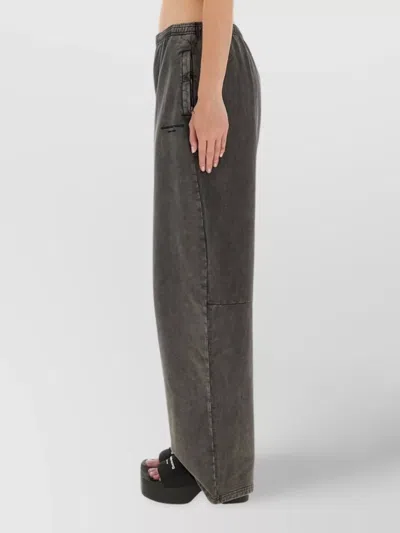 Alexander Wang Elastic Waistband Wide Leg Trousers In Gray