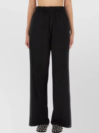 Alexander Wang Crystal Thong Satin Trousers In Black