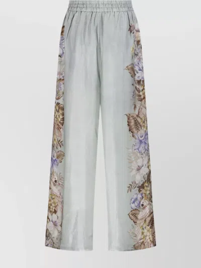 Zimmermann Coco Silk Relaxed Pants In Gray