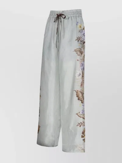 Zimmermann Coco Silk Relaxed Pants In Gray